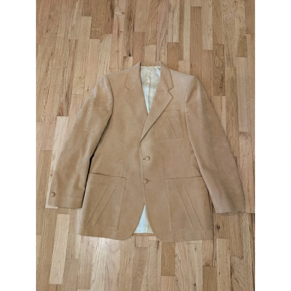 Vtg 70s LeBaron UltraSuede Sport Coat Blazer 40 ACWA Union Made Golden Beau